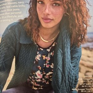 CAbi Teal Cable Knit Cardigan